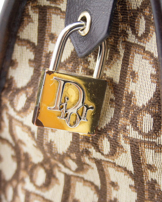 Brown Logo Tapered Shape Boston Bag