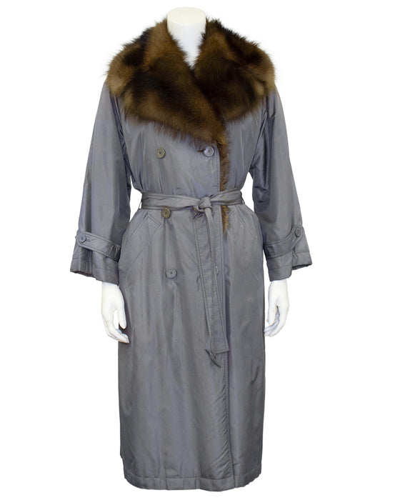 Autumn/Winter 1977 Haute Couture Trench Coat with Fur Collar