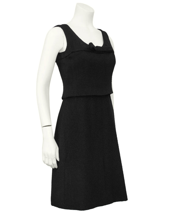 1961 Black Wool Haute Couture Dress with Bow