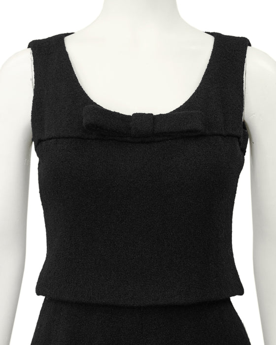 Black Wool Haute Couture Dress with Bow from 1961