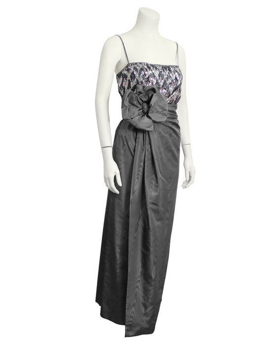 Grey Silk and Beaded Couture Ensemble