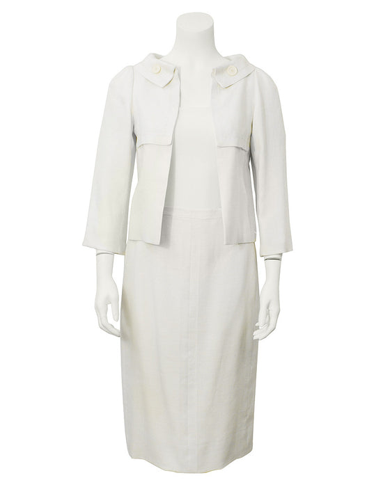 Cream Linen Couture Skirt Suit