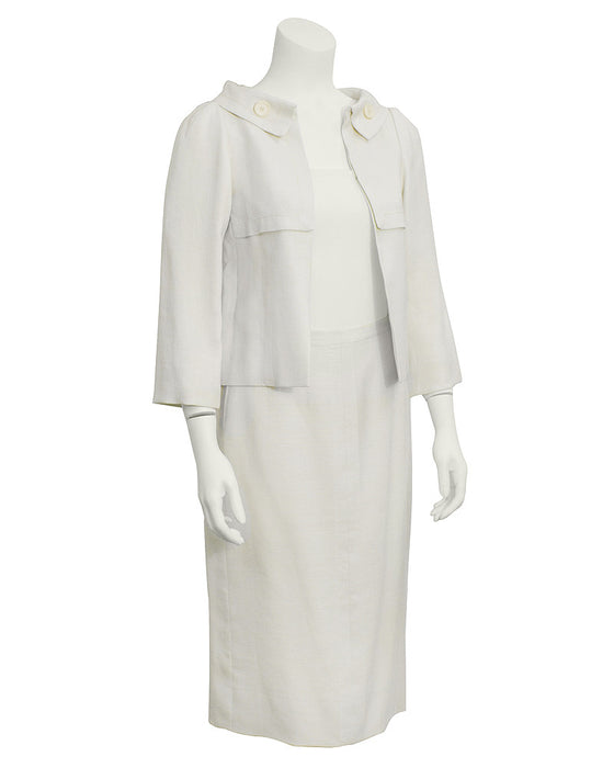 Cream Linen Couture Skirt Suit