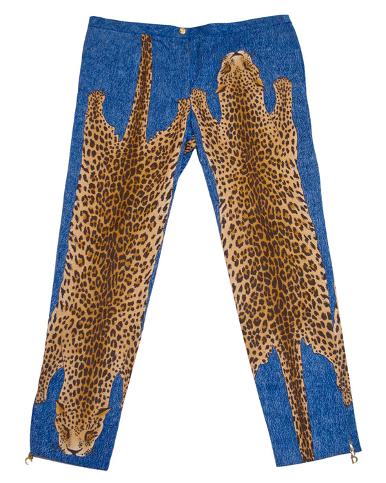 F/W 2000 Runway Stone Wash Jeans with Leopards