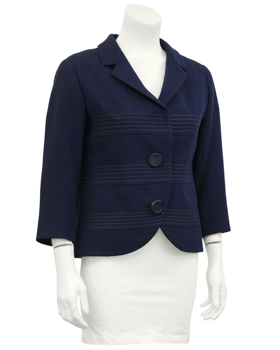 Navy Wool Cropped Jacket