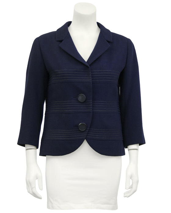 Navy Wool Cropped Jacket