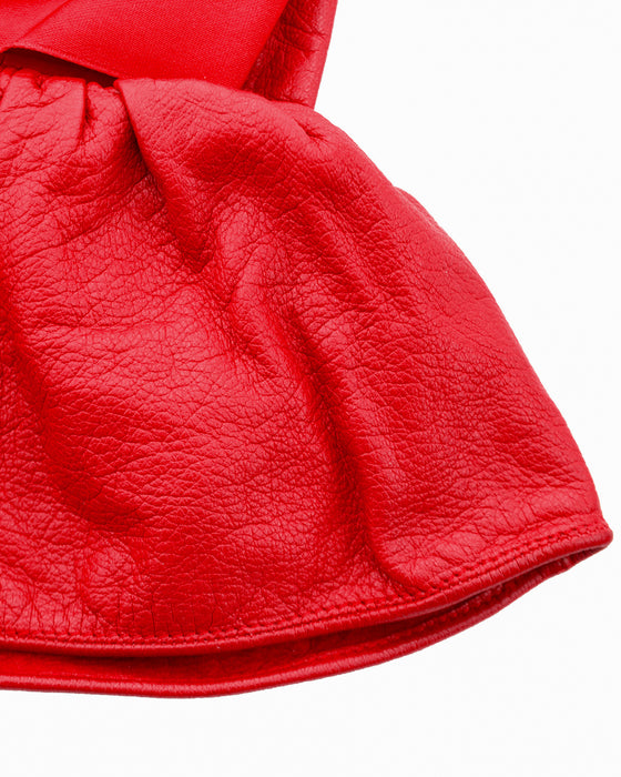 1990s Red Leather Gloves with Satin Bows