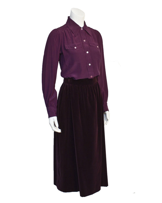 Purple Velvet Skirt Suit