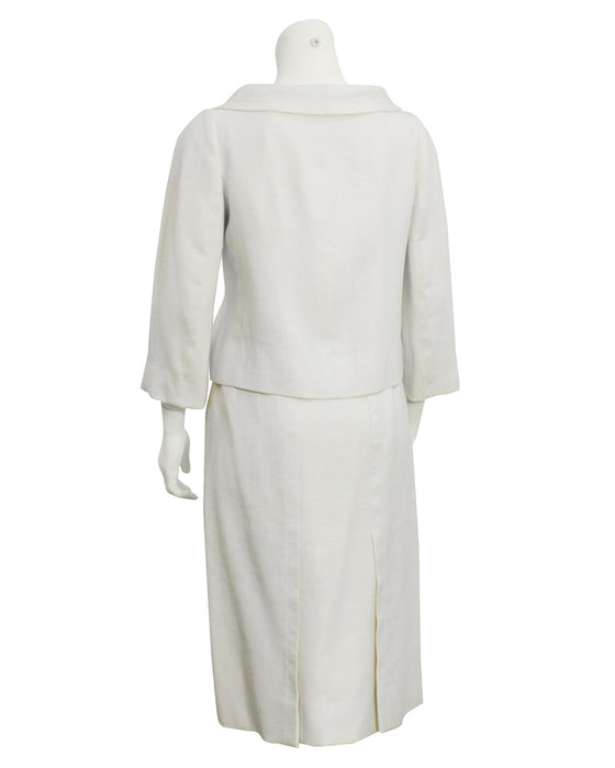 Cream Linen Couture Skirt Suit