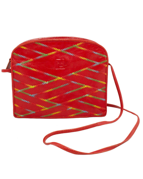Red Top Stitched Crossbody Bag
