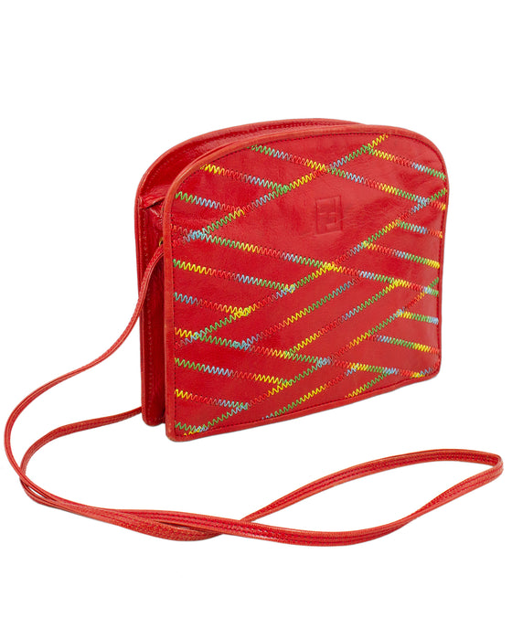 Red Top Stitched Crossbody Bag