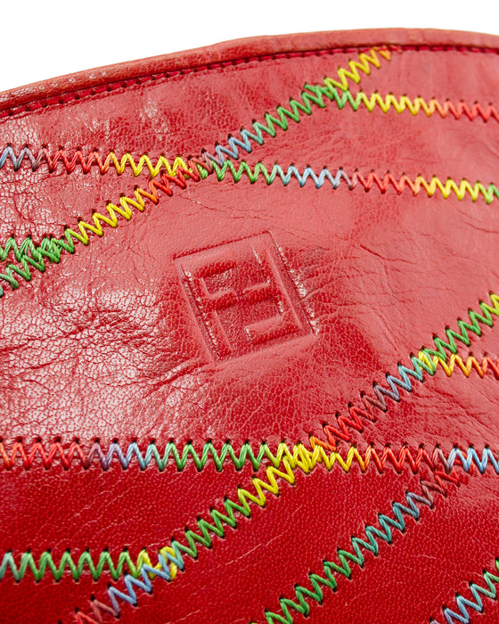 Red Top Stitched Crossbody Bag