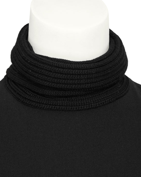 Black Turtleneck Dress with Button Detail