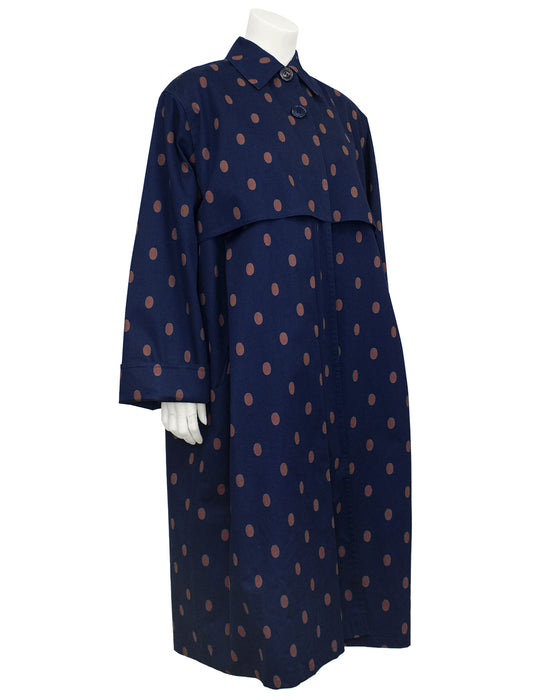 Navy and Brown Polka Dot Spring Weight Coat