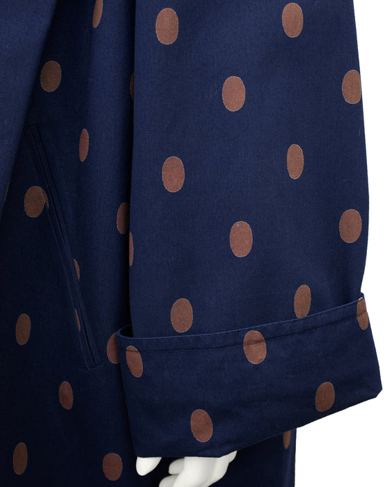 Navy and Brown Polka Dot Spring Weight Coat