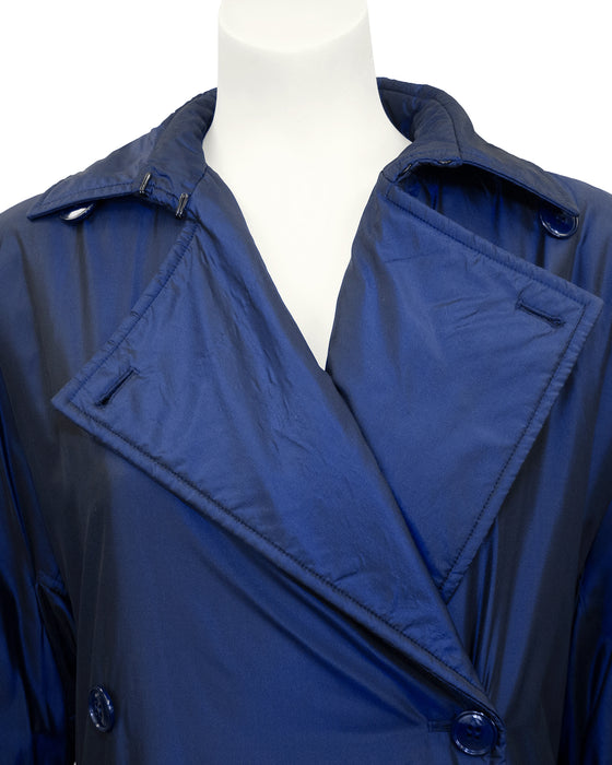 Navy Blue Iridescent Trench Coat