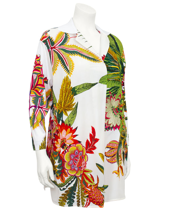 Tropical Print Silk Tunic