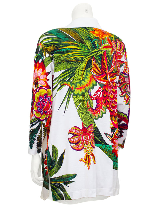 Tropical Print Silk Tunic
