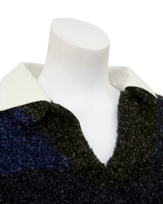 Navy Fuzzy Lurex Top and Skirt