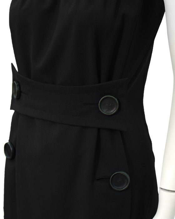 Black Cocktail Dress with Leather Buttons