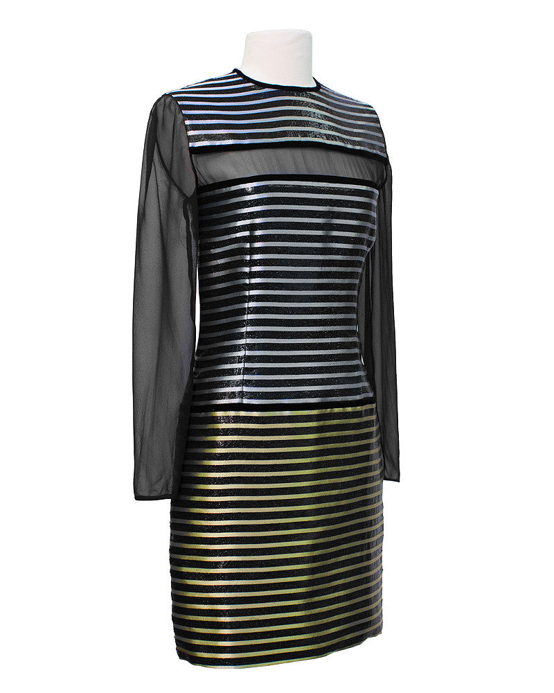 slim fit dress slacks Shop The Lumii Velvet Metallic Stripe Drawstring Waist Dress main image 0