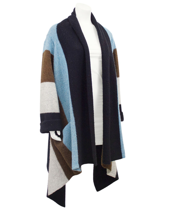 Striped Boiled Wool Cardigan