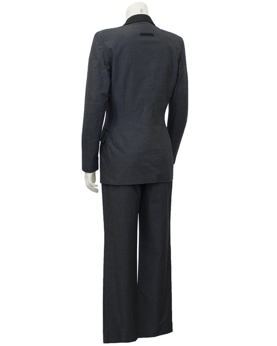 Grey and Black Tuxedo Style Pant Suit