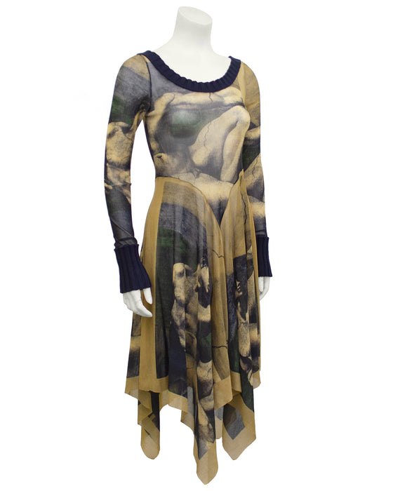 Sheer Hanky Hem Renaissance Sculpture Dress Vintage Couture Sheer Hanky Hem Renaissance Sculpture Dress Vintage Couture