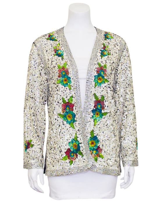 Cream & Green Sequin Cardigan