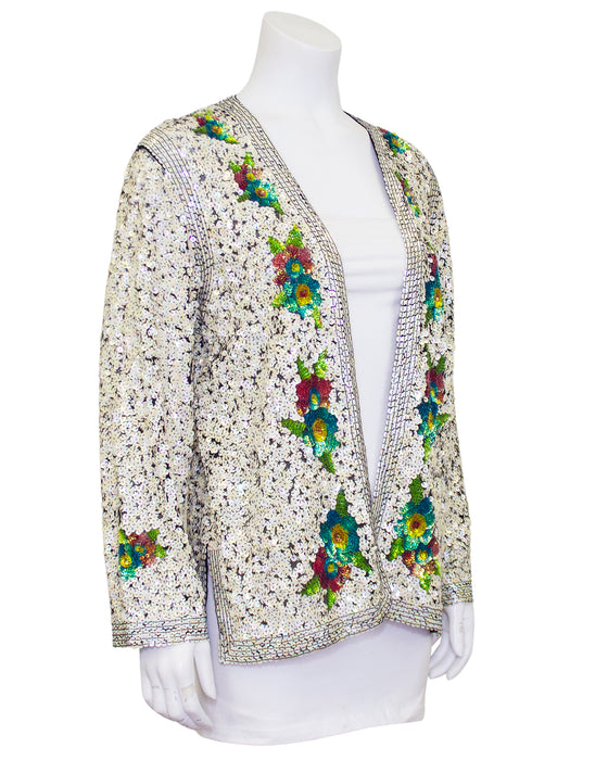 Cream & Green Sequin Cardigan