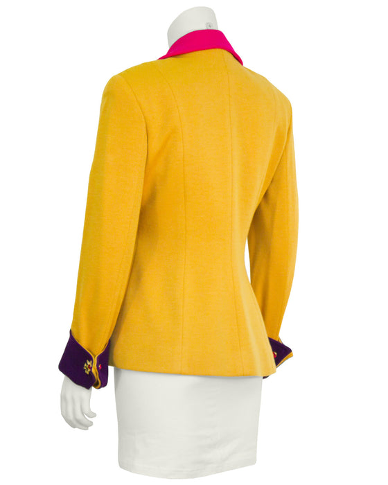 Yellow Skirt Suit with Mutli Color Details