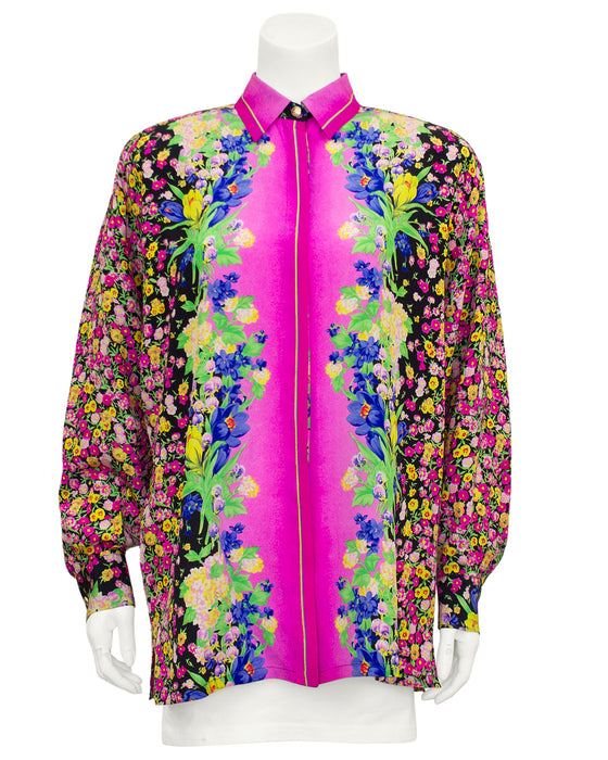 Pink Floral Silk Blouse