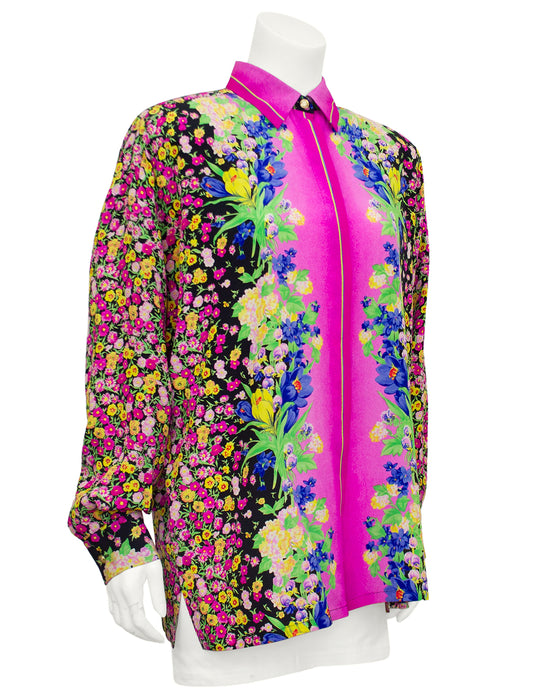 Pink Floral Silk Blouse