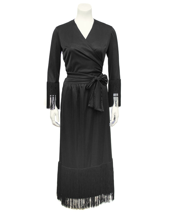 Black 2 Piece Wrap Set with Fringe