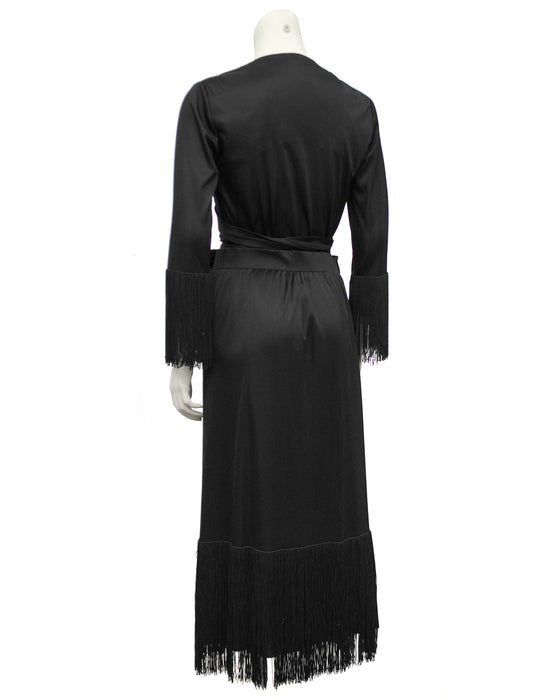 Black 2 Piece Wrap Set with Fringe