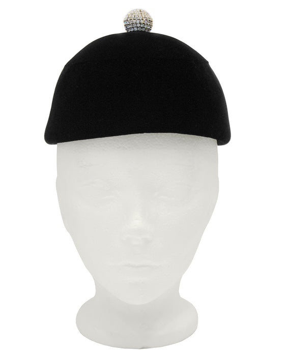 Black Velvet Hat with Rhinestone Detail