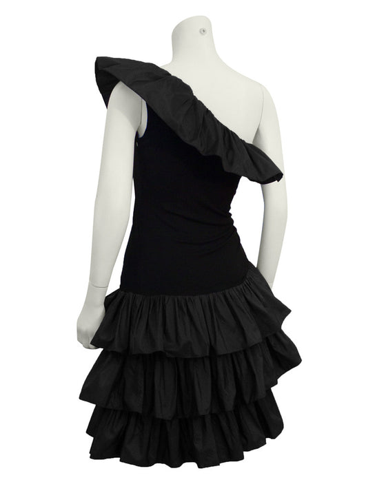 Black Ruffle One Shoulder Cocktail