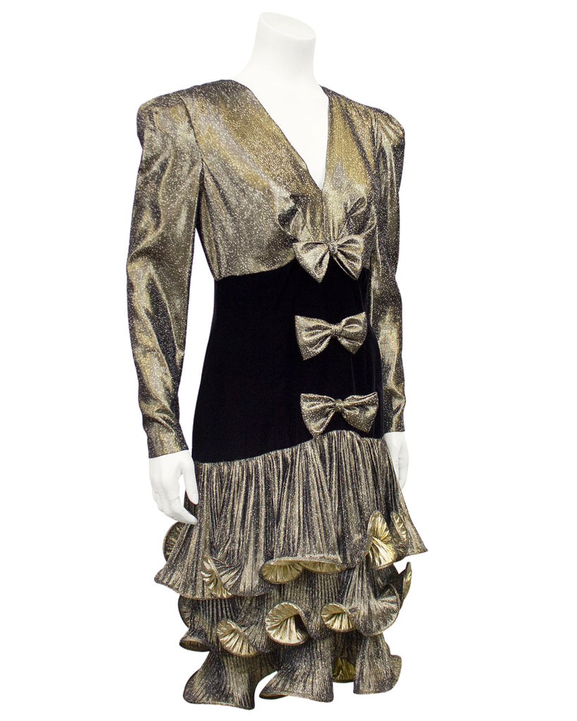 vintage gold lame dress Lamé Cocktail Size:02 Bridal Sash Belt Packaging Spotlight - Glass Shoulder Pads