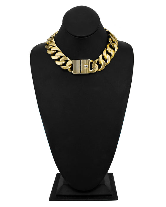 Heavy Gilded Metal Curb Chain Choker Necklace