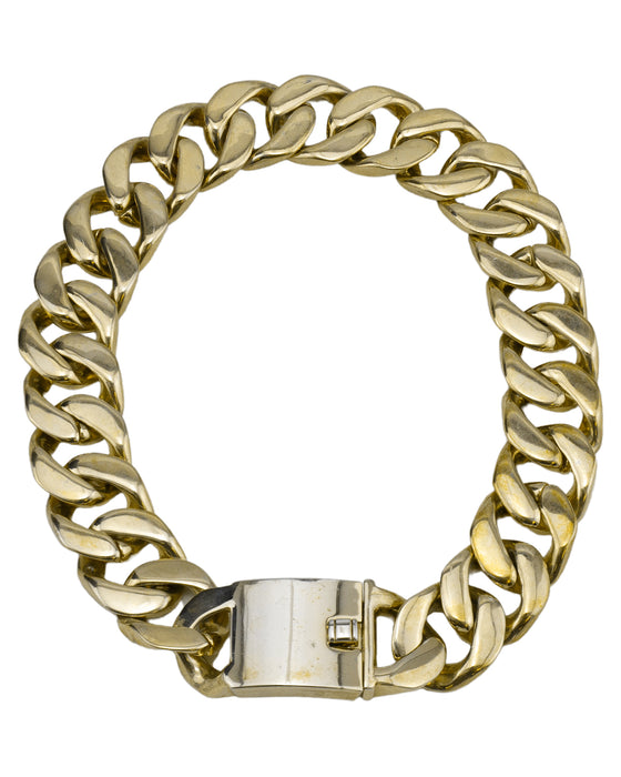 Heavy Gilded Metal Curb Chain Choker Necklace