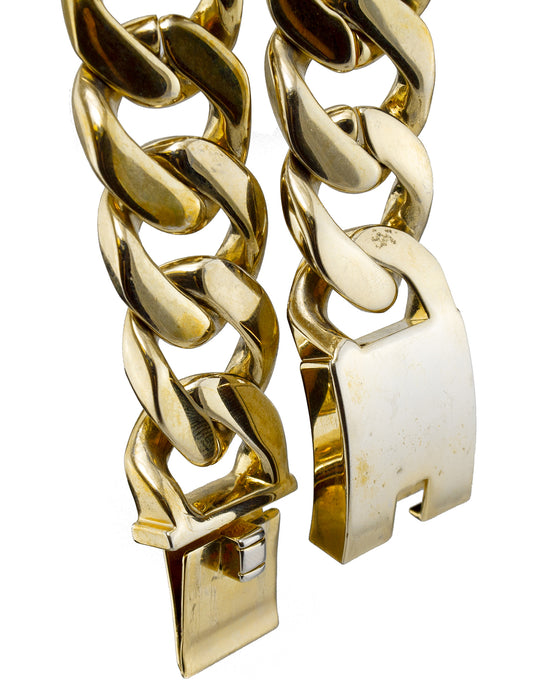 Heavy Gilded Metal Curb Chain Choker Necklace