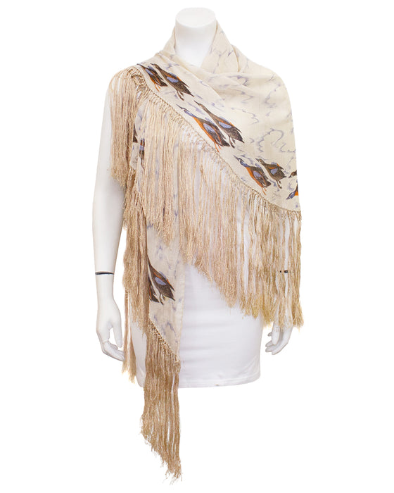 Silk and Cashmere Duck Print Shawl