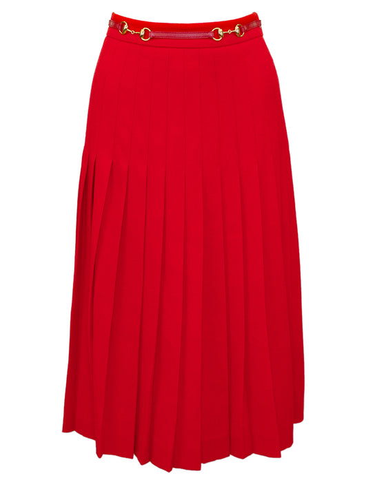 Red Pleated Skirt