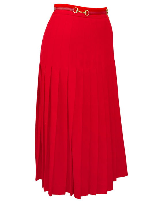 Red Pleated Skirt