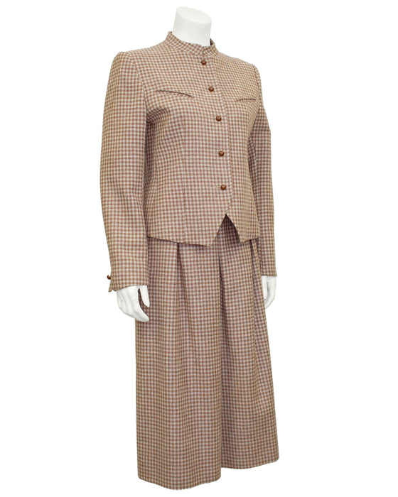 Brown Plaid Skirt Suit
