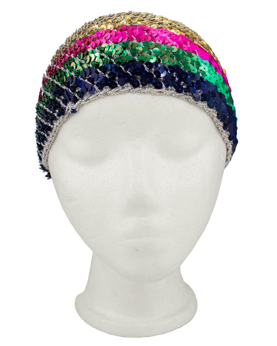 Silver Crochet Skull Cap with Sequins