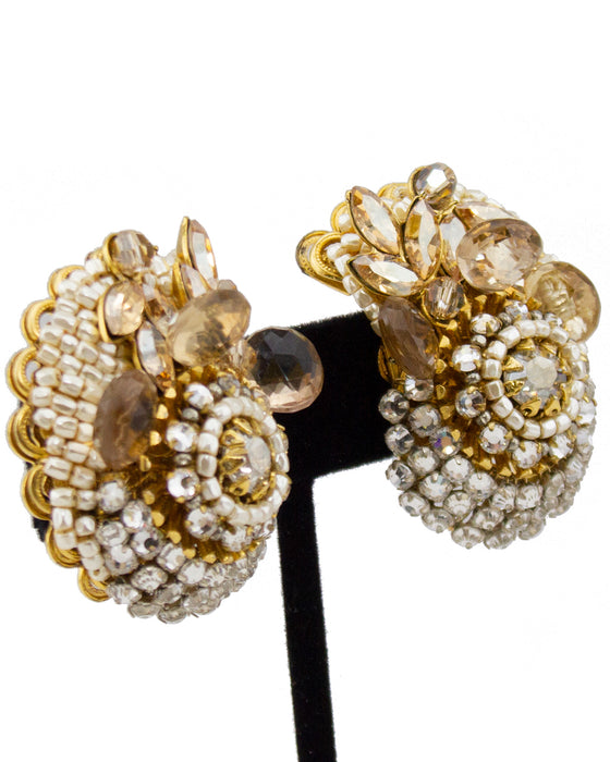 Shell Embellished Clip On Earrings