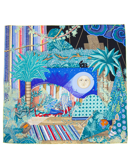 "Acte III, Scene I, La Clairiere" Blue Cashmere and Silk Scarf