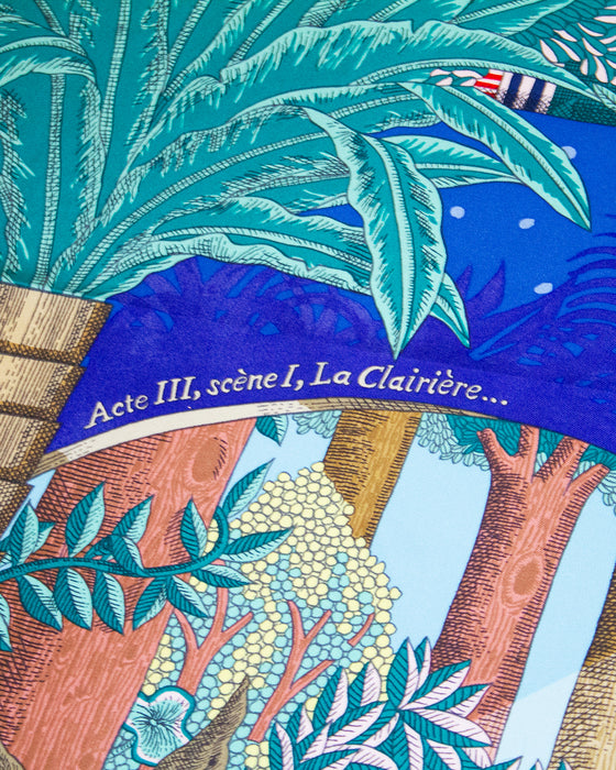 "Acte III, Scene I, La Clairiere" Blue Cashmere and Silk Scarf