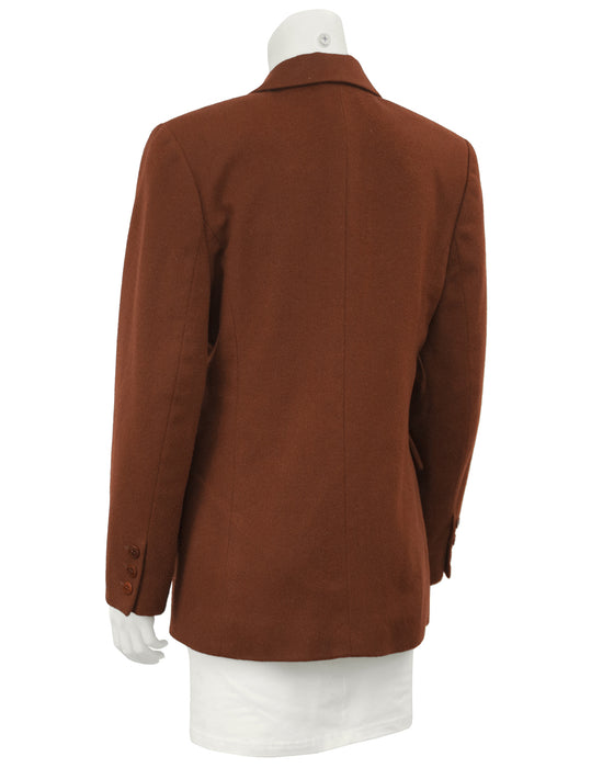 Brown Cashmere Double Breasted Jacket in Rust